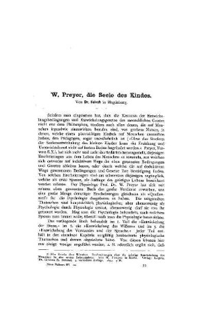 W. Preyer, die Seele des Kindes