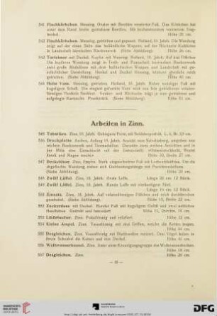 Arbeiten in Zinn (Nr. 545-622)