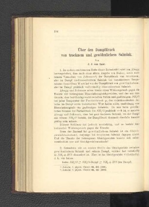 Über den Dampfdruck von trocknem und gewöhnlichem Salmiak.