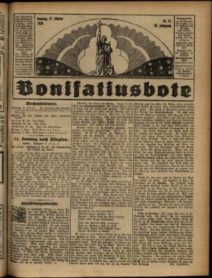 Erste Ausgabe vom Sonntag, den 27. Oktober 1929.