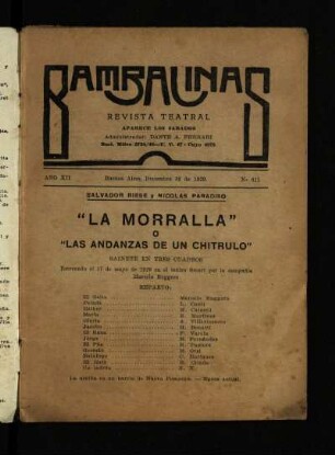 La moralla o Las andanzas de un chitrulo : sainete en tres actos
