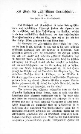 Zur Frage der "Christlichen Gemeinschaft"