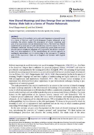 How shared meanings and uses emerge over an interactional history: wabi sabi in a series of theater rehearsals