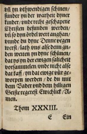 Thom XXXIII. Ein Christlike vor betrachtinge und bekentenisse yn Godt ...