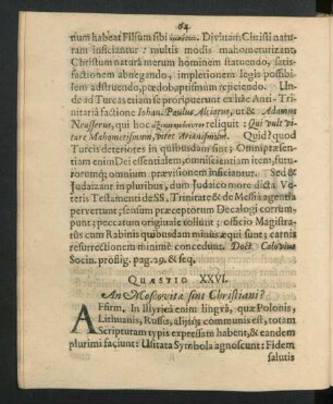 Quaestio XXVI. An Moscovitae sint Christiani?