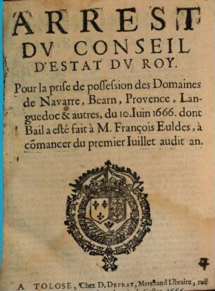 Arrest du Conseil d'estat du Roy