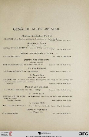Gemälde alter Meister (Nr. 1-157)