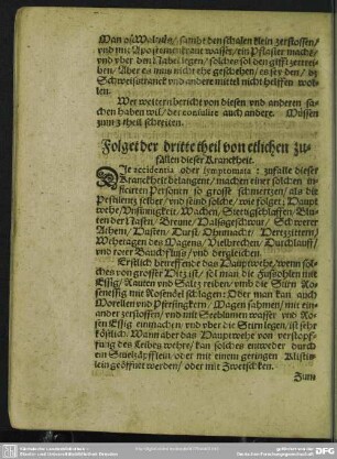 Folget der dritte theil von etlichen zufällen dieser Kranckheit