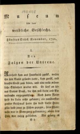 Fünftes Stück. November, 1792