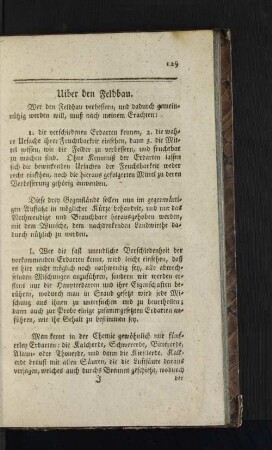 Uiber den Feldanbau.