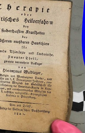 Therapie oder praktisches Heilverfahren bey fieberhaften Krankheiten der größeren nutzbaren Hausthiere : für angehende Thierärzte und Landwirthe, 2