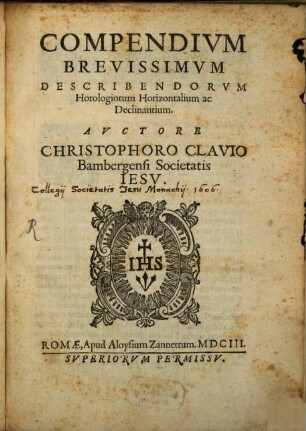 Compendium brevissimum describendorum horologiorum horizontalium