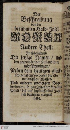 Der Beschreibung von der berühmten halb-Insel Morea Andrer Theil