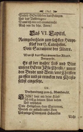 Das VI. Capitel. (LV. - LXIV.)