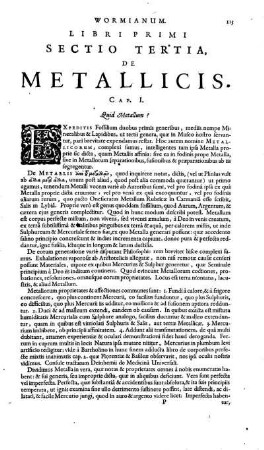 Libri Primi. Sectio Tertia, de Metallicis