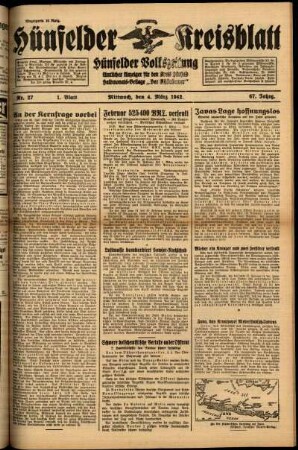 Erste Ausgabe vom Mittwoch, den 04. März 1942.