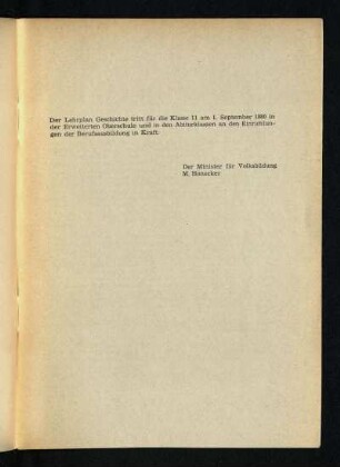 Der Lehrplan Geschichte ...