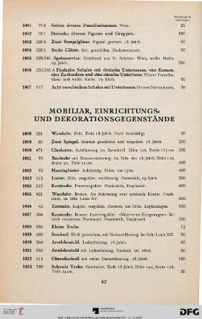 Mobiliar, Einrichtungsgegenstände (Nr. 1008)