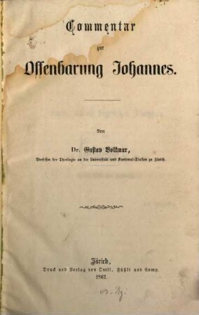 Commentar zur Offenbarung Johannes