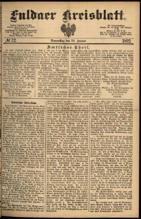 Ausgabe vom Donnerstag, den 28. Januar 1892.