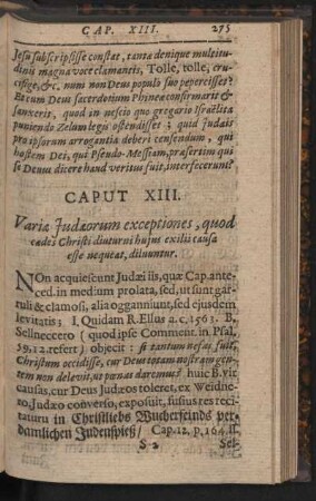 Caput XIII. Variae Judaeorum exceptiones, quod cades Christi diuturni hujus exilii causa esse nequeat, diluuntur