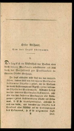 Erster Abschnitt. Von der Logik überhaupt
