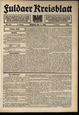 Zweite Ausgabe vom Mittwoch, den 03. Juli 1912.