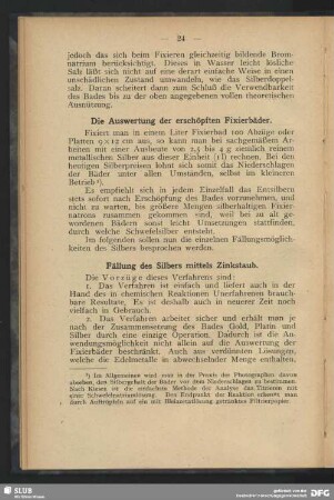 Fällung des Silbers mittels Zinkstaub