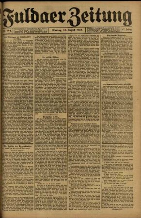 Ausgabe vom Montag, den 23. August 1920.