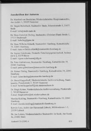 Anschrift der Autoren