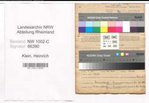 Entnazifizierung Heinrich Klein, geb. 17.11.1900 (Vertreter)