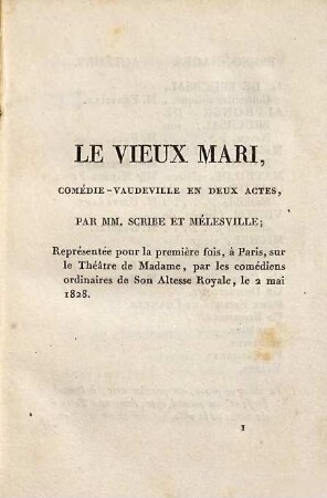 Le vieux mari : comédie-vaudeville en deux actes