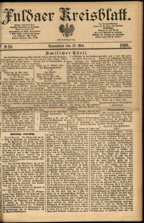 Erste Ausgabe vom Samstag, den 16. Mai 1896.