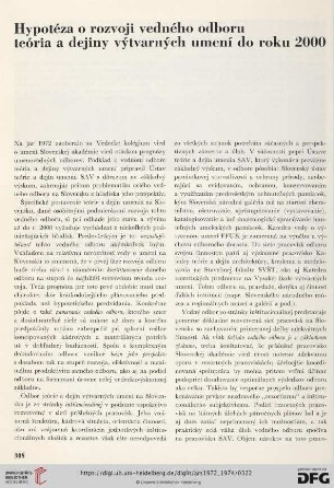 Hypotéza o rozvoji vedného odboru: teória a dejiny výtcarných umení do roku 2000