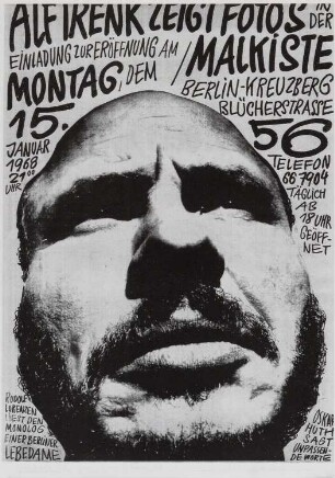 Ausstellungsplakat "Alf Trenk zeigt Fotos in der Malkiste", 1968