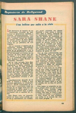 Sara Shane - una belleza que salta a la vista : Repostería de Hollywood