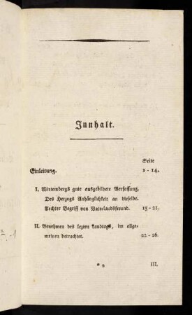 I-IV, Inhaltsverzeichnis