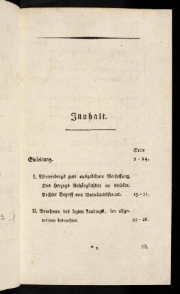 I-IV, Inhaltsverzeichnis