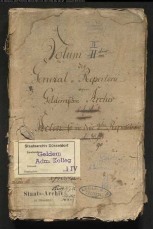 Altes Repertorium der Registratur des Landesadministrationskollegs, angelegt gegen 1800