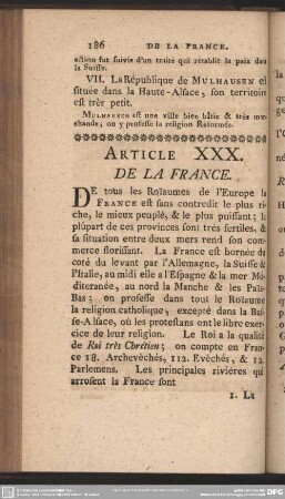 Article XXX. De La France