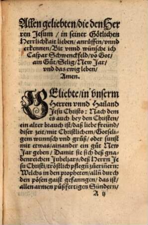 Ain seligs neues Jar : Von der Liebe Gottes