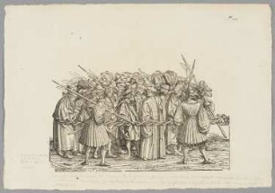 Krieg, Blatt 94 aus: Marx Treitzsaurwein, "Kaiser Maximilian I Triumph – le triomphe de l’Empereur Maximilien I en une suite de Cent trent cinq planches gravées en bois d’après les dessins de Hans Burgmair", Wien 1796