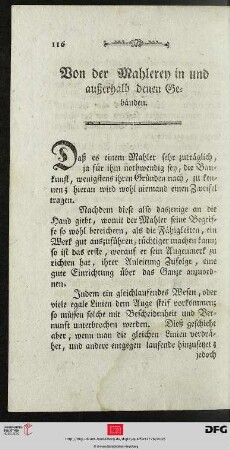 Von der Mahlerey in und außerhalb denen Gebäuden