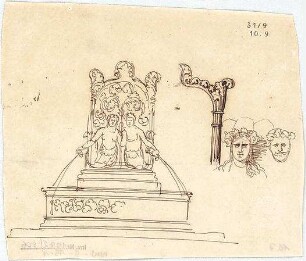 Neureuther, Gottfried von; Brunnenentwurf - Ansicht, Details