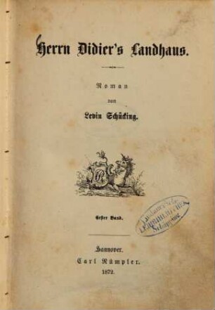 Herrn Didier's Landhaus : Roman, 1. Band