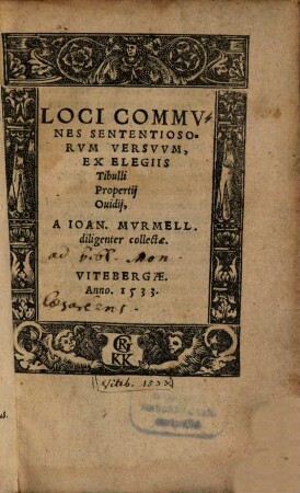 Loci Commvnes Senteniosorvm Versvvm