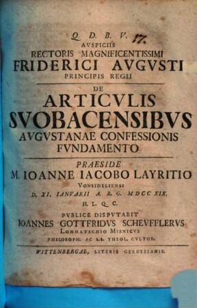 De articulis Suobacensibus, Augustanae Confessionis fundamento