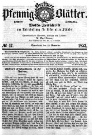 Nr. 47, Sonnabend, den 19. November