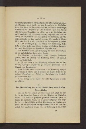 § 14 - Die Verloosung der in der Ausstellung angekauften Gegenstände