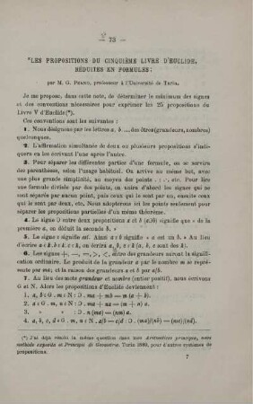 LES PROPOSITIONS DU CINQUIÈME LIVRE D´EUCLIDE, RÉDUITES EN FORMULES.